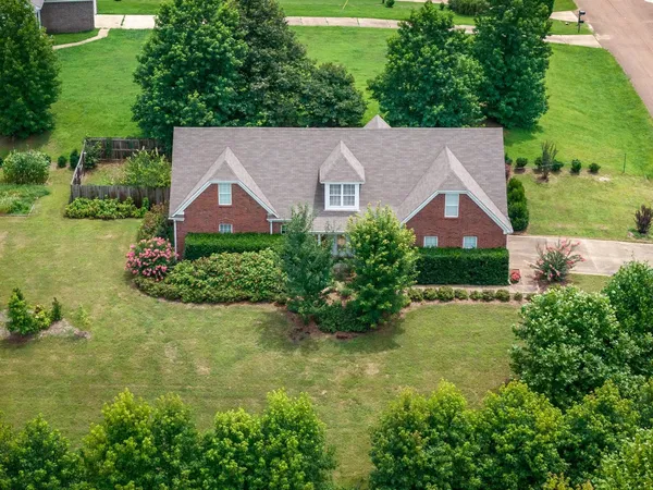 an aerial view of a house