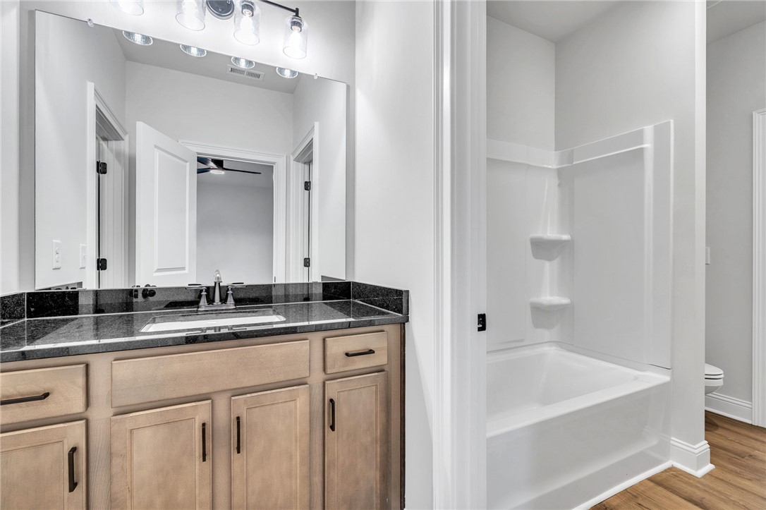 226 Holly Br Road Piedmont, SC 29673 - Photo 31 of 44 A well-appointed bathroom vanity with sleek granite counters and an integrated bathtub.