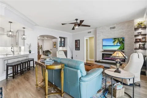 a living room with furniture