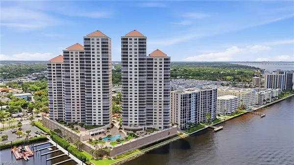 a view of city with tall buildings