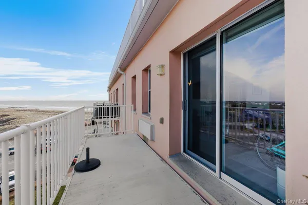 a view of a balcony from door