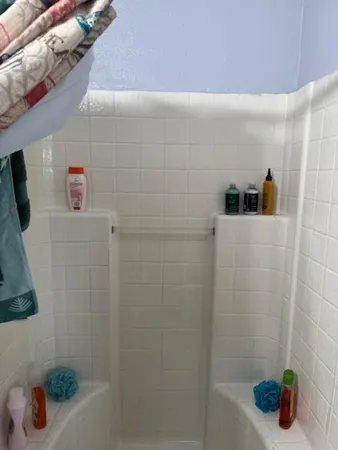 a bathroom with a tub