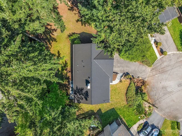 an aerial view of a house