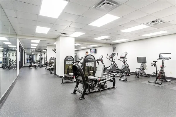 a view of a room with gym equipment