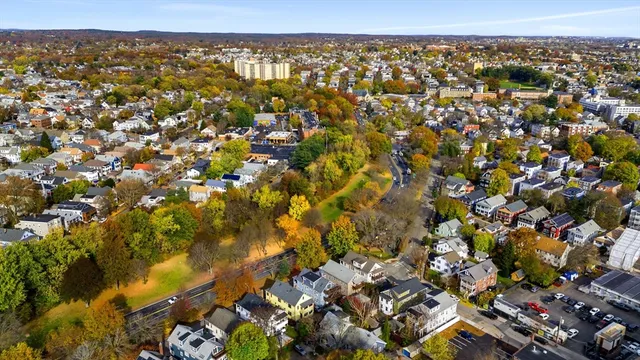 an aerial view of a city