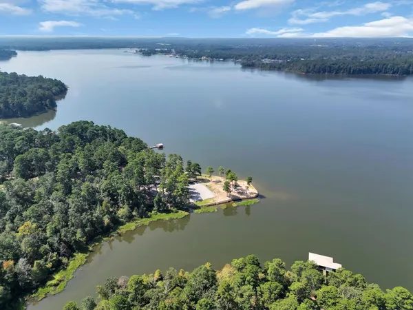 an aerial view of a houses with lake view