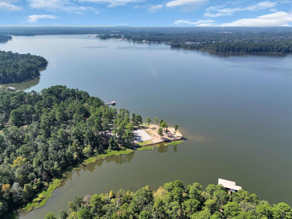 an aerial view of a houses with lake view