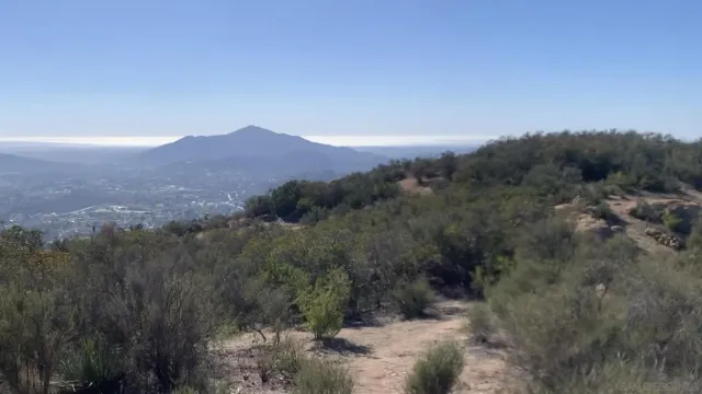 a view of a mountain range with trees in the background