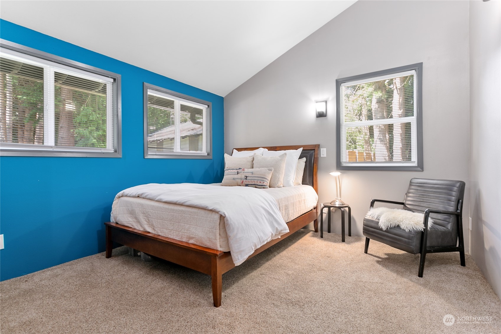 3734 Britton Road Bellingham, WA 98226 - Photo 17 of 40 a bedroom with a bed chair and two windows
