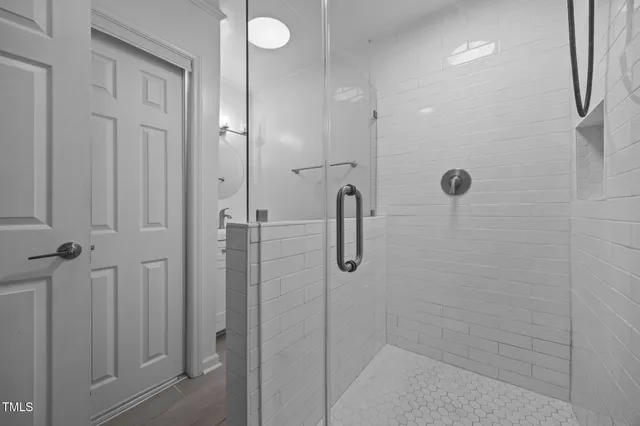 a bathroom with a shower
