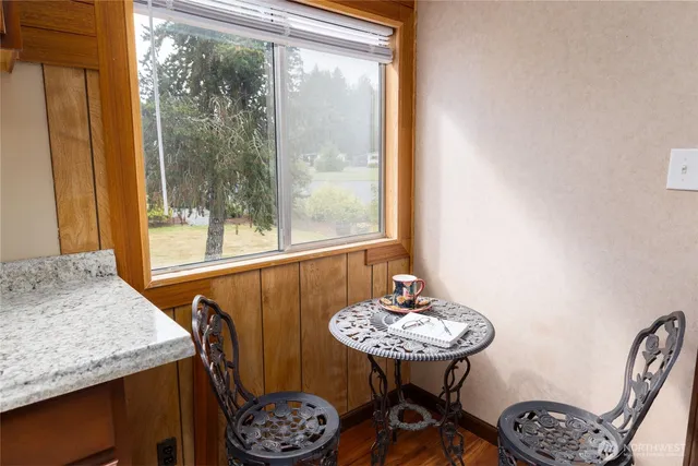 a view of a room with shelves