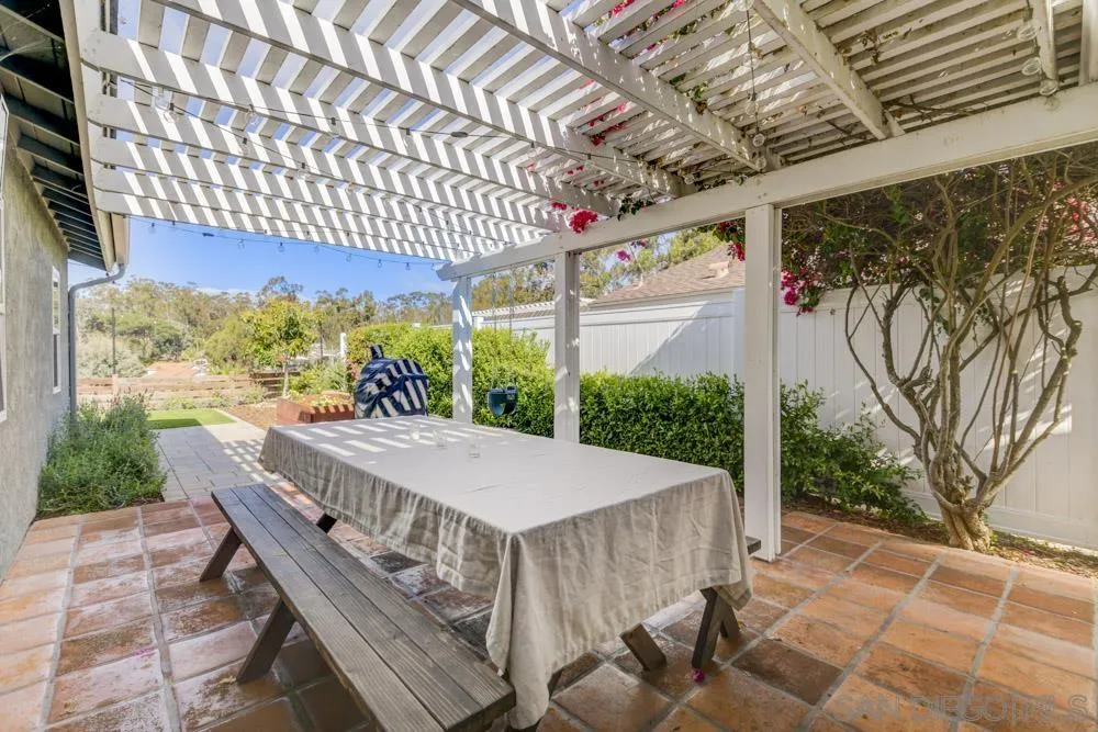 9944 Connell Road San Diego, CA 92131 - Photo 25 of 25 a view of a patio with table and chairs with wooden floor and fence