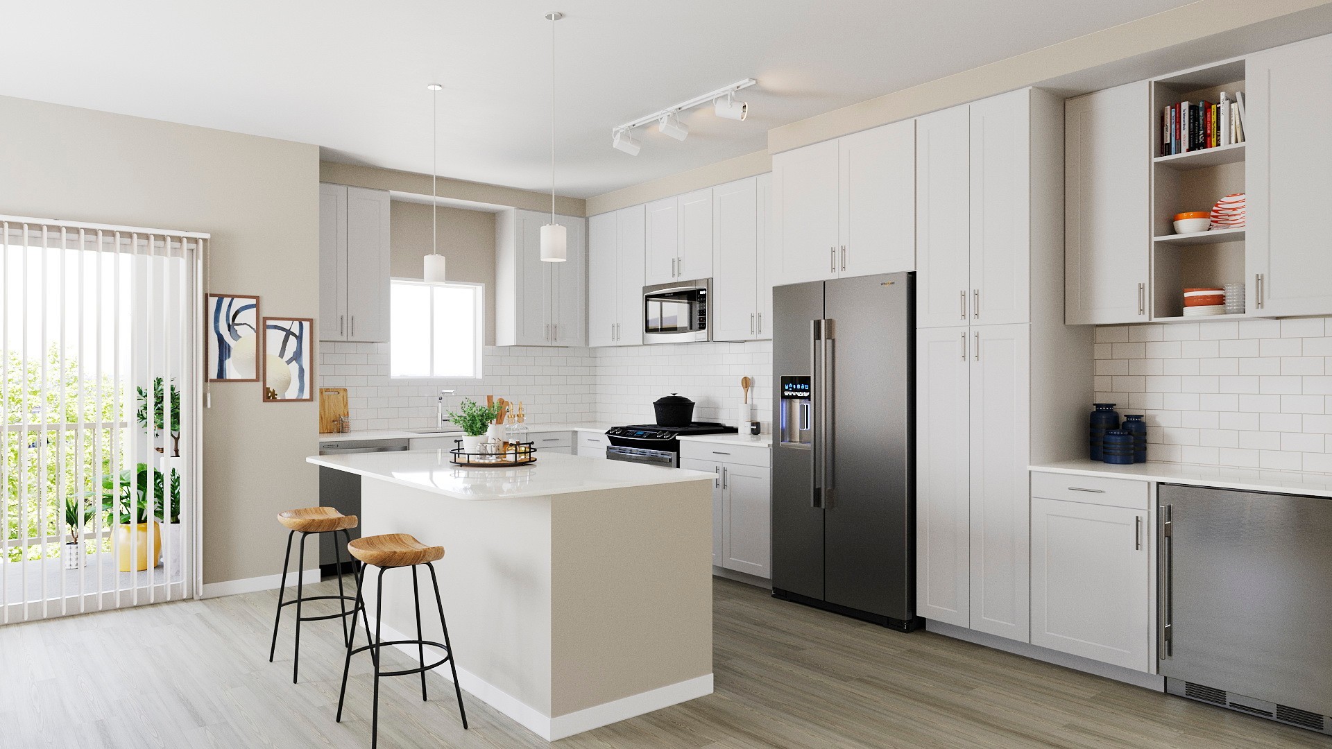 437 Duane Street, Unit 108 Glen Ellyn, IL 60137 - Photo 5 of 11 a kitchen with stainless steel appliances a refrigerator stove microwave and cabinets