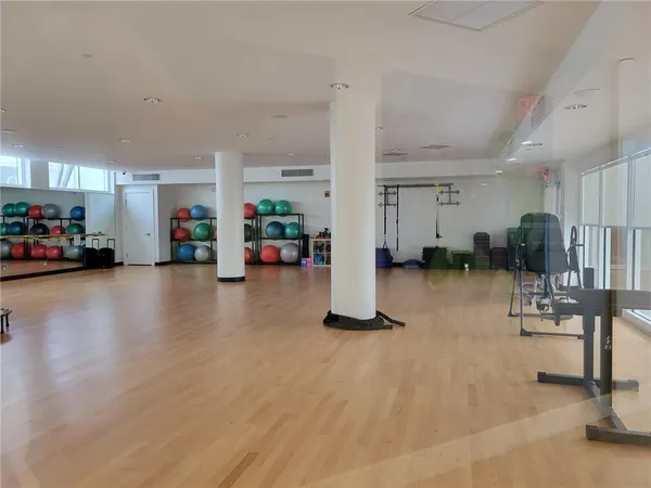 a view of a room with gym equipment