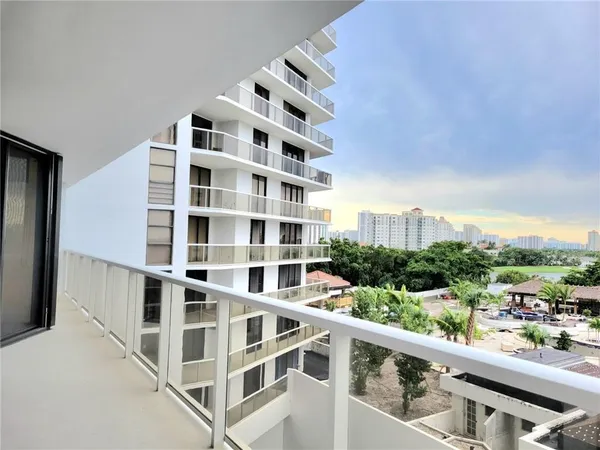 a view of a city from a balcony