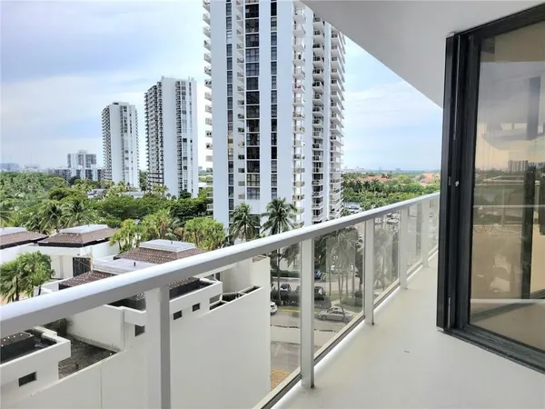 a view of balcony with city view