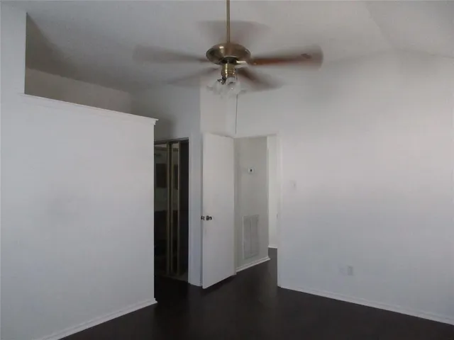 an empty room with a door