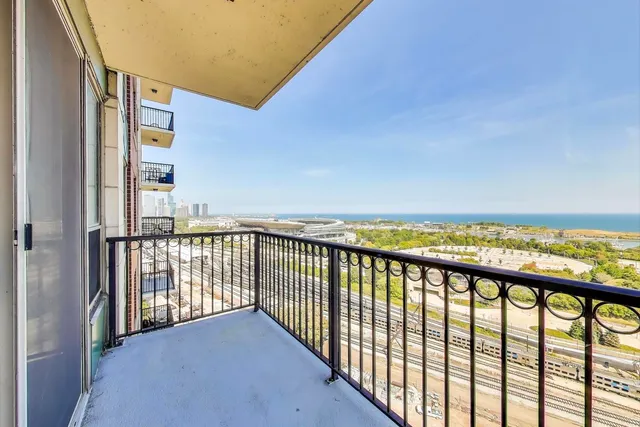 a view of city with balcony