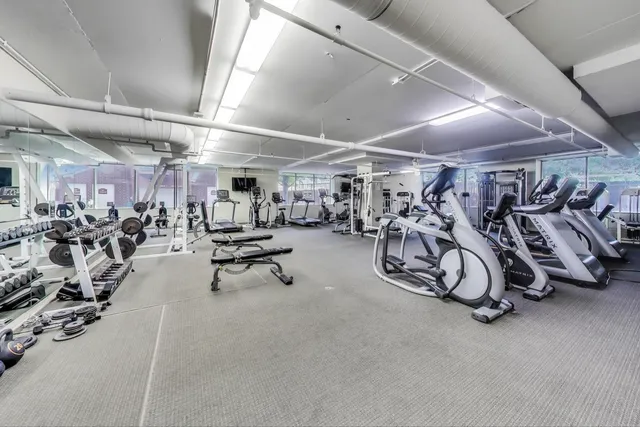 a view of a room with gym equipment