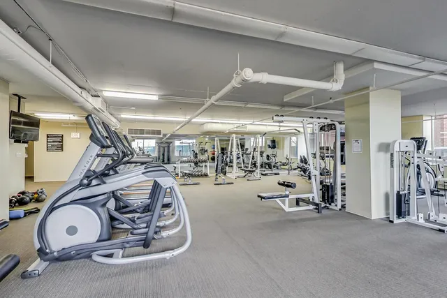 a view of a room with gym equipment
