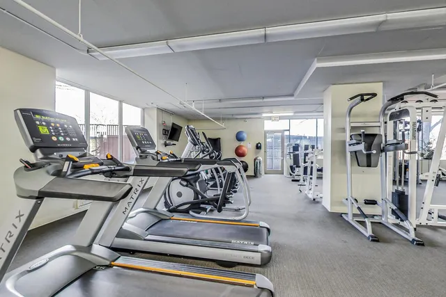 a view of a room with gym equipment