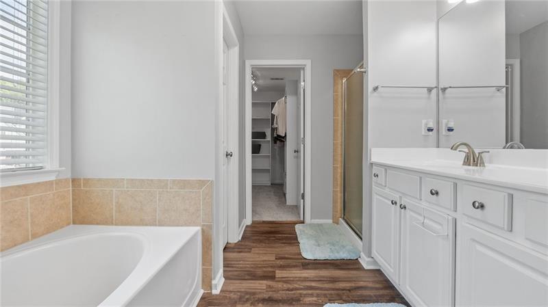 3525 Elder Field Lane Cumming, GA 30040 - Photo 19 of 45 a bathroom with a sink a mirror and a bathtub