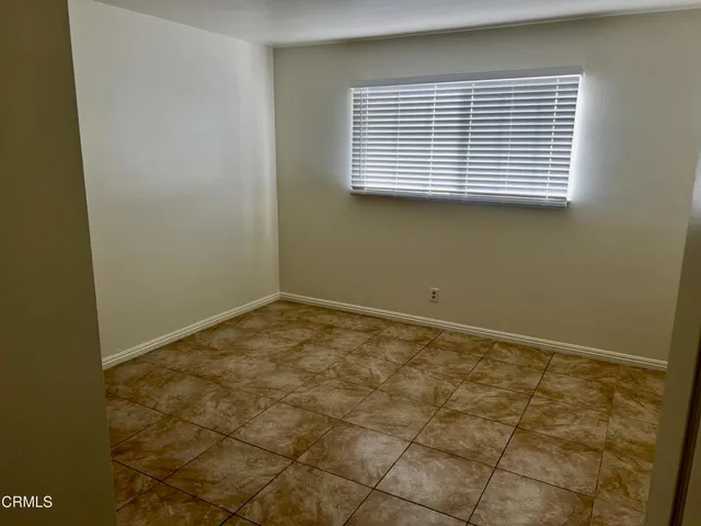 a view of a small space with a window