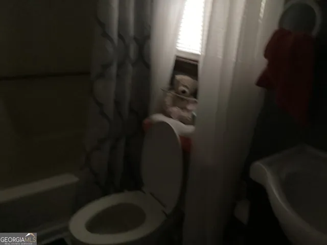 a bathroom with a toilet