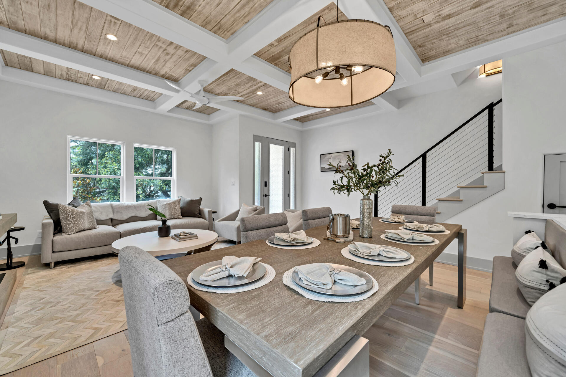 250 Grande Pointe Cir Inlet Beach Inlet Beach, FL 32461 - Photo 9 of 48 a view of a dining room with furniture a chandelier and large windows