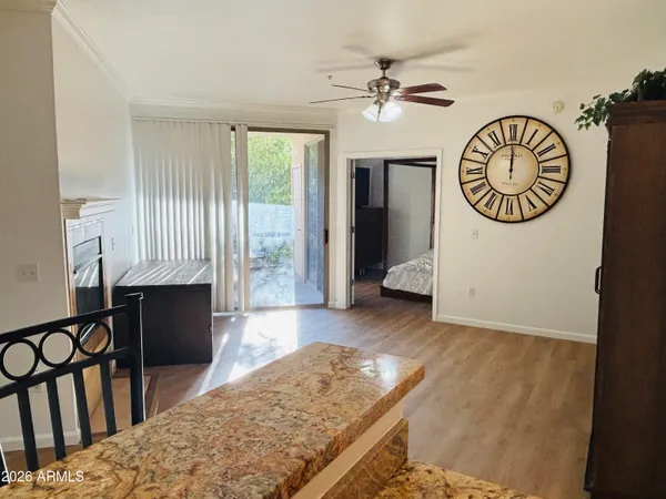 a view of a hallway with washer and dryer