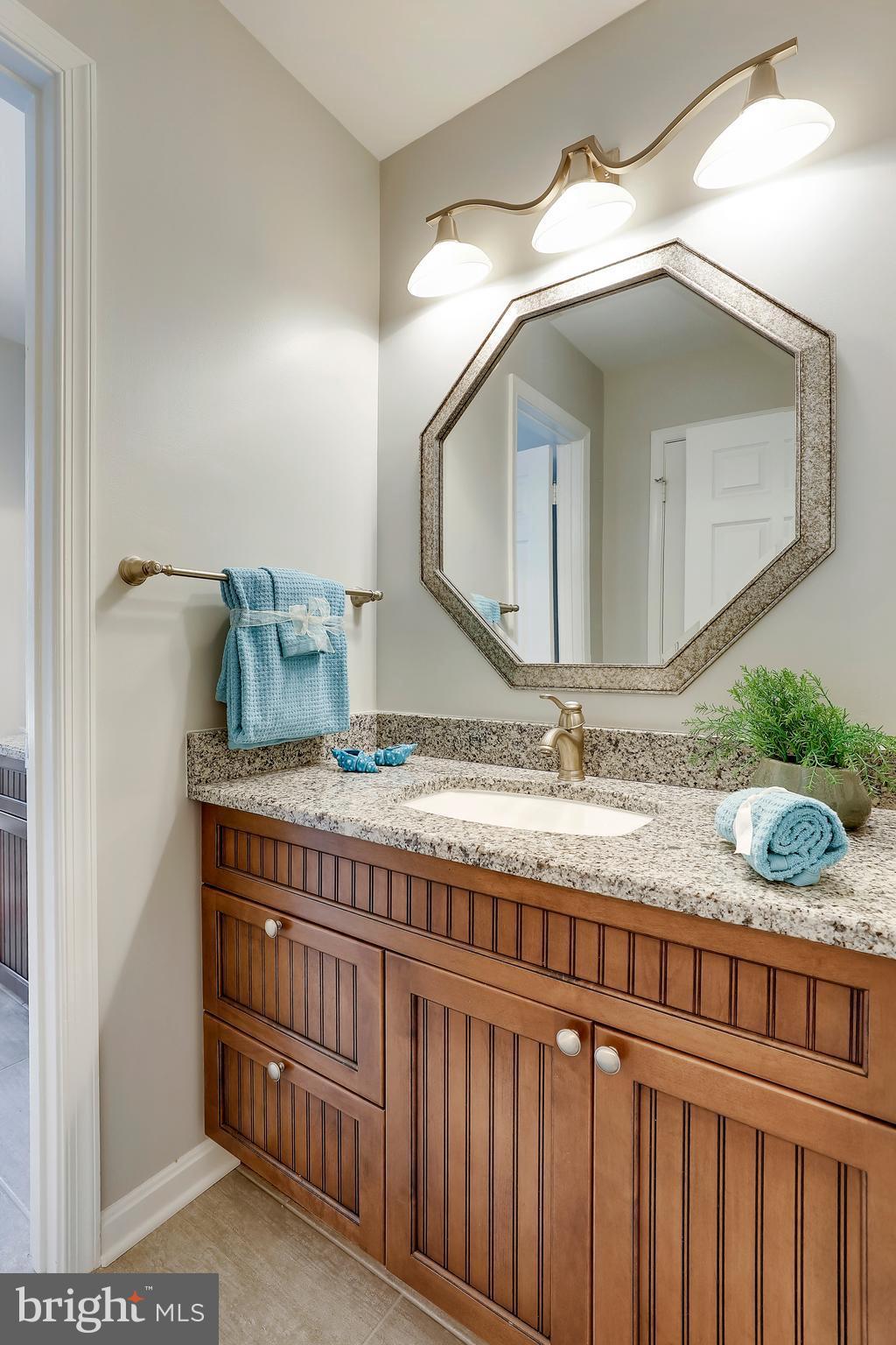 1476 Sharps Point Road Annapolis, MD 21409 - Photo 25 of 30 a bathroom with a granite countertop sink and a mirror