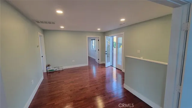 a view of an empty walk in closet