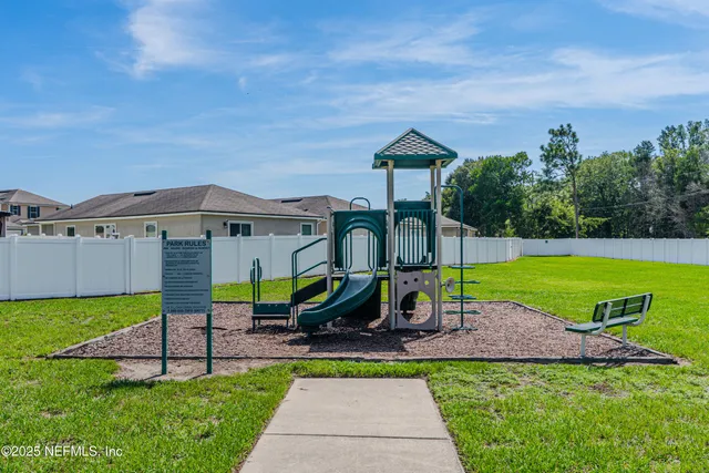 a view of a park with slide