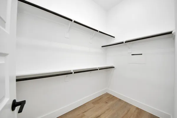 a view of small space with racks on the wall
