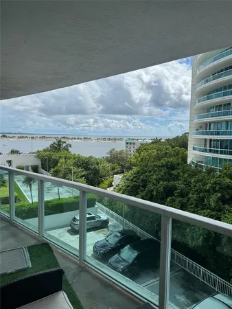 a view of a balcony with an outdoor space