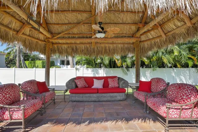 a backyard of a house with fire pit and outdoor space