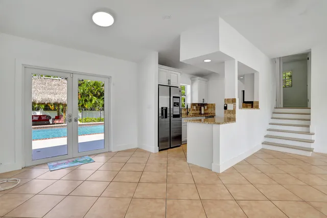 a view of kitchen and windows