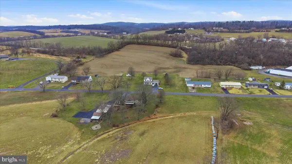 a view of a lake in middle of the town