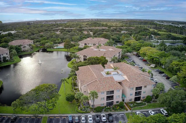 a view of a lake with houses