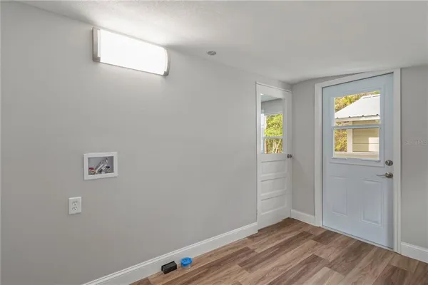 an empty room with windows
