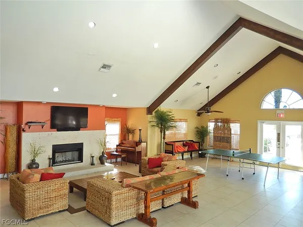 a front view of a livingroom with furniture