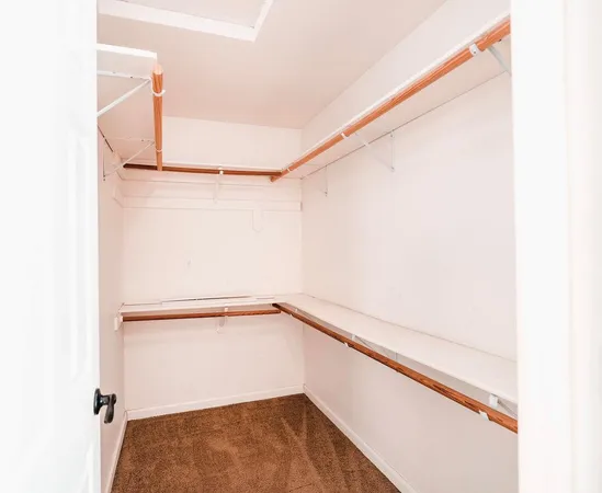 a view of small space with racks on the wall
