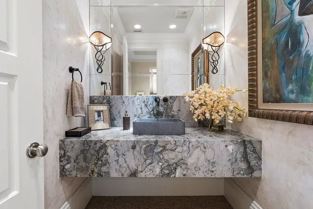 a view of a patio with chair and table