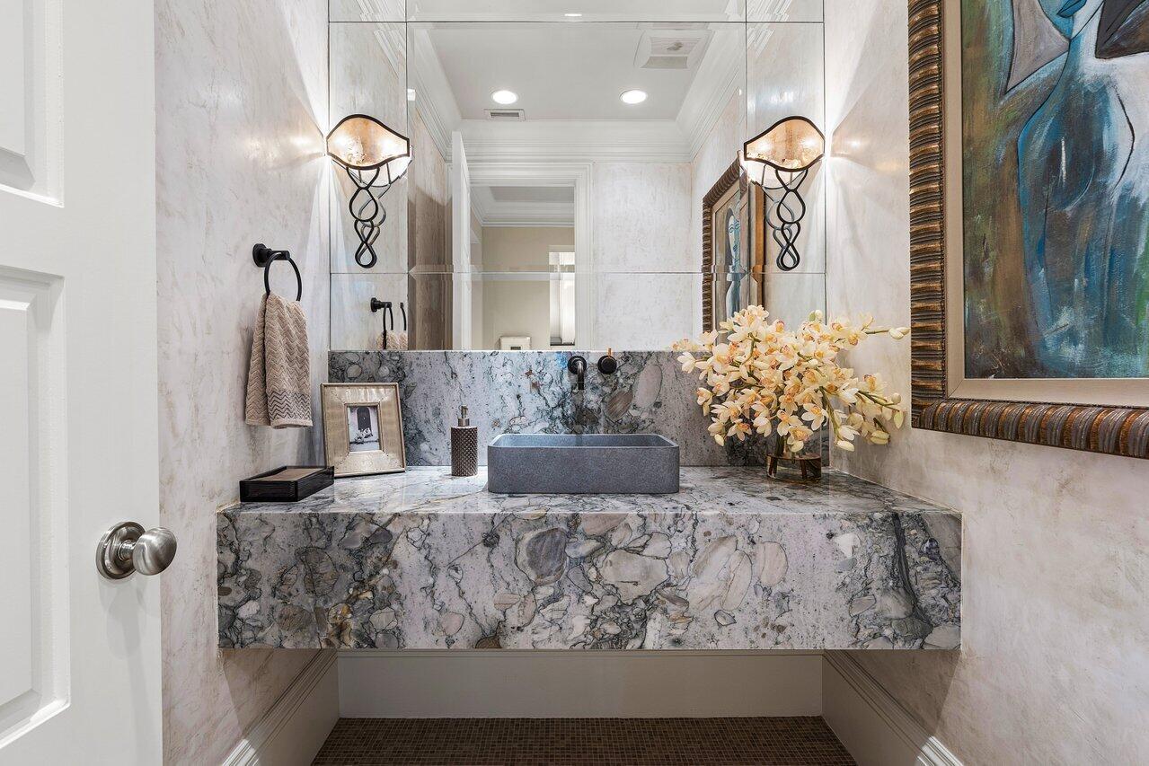 8 Driftwood Landing Road Gulf Stream, FL 33483 - Photo 47 of 67 a living room with furniture and a fireplace