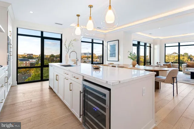 a view of a livingroom with wooden floor