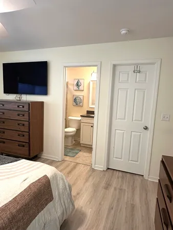 a workspace with furniture and a window