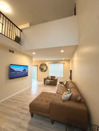 a living room with furniture