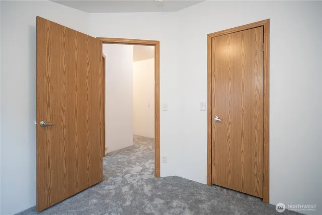 a view of elevator with hallway