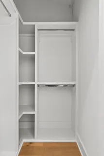a view of an empty walk in closet
