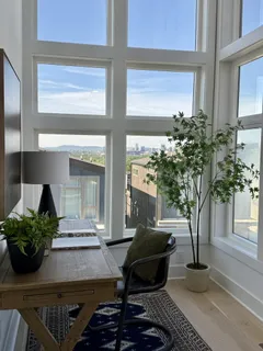 a view of living room filled with furniture and a potted plant